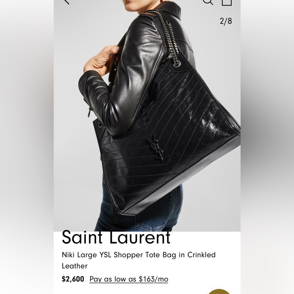 Saint Laurent Niki YSL large shopper tote bag in crinkled leather